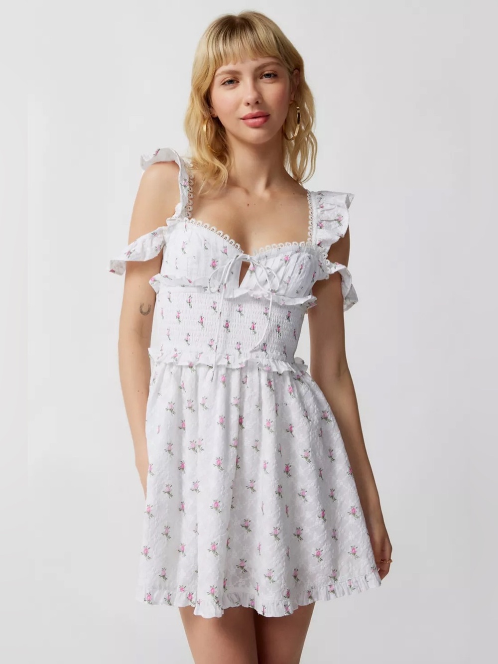 For Love & Lemons Palermo Ruffle Floral Mini Dress